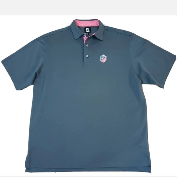 FJ Footjoy~Men's Size L~Gray Polo Golf Shirt Short Sleeve. - Picture 1 of 10